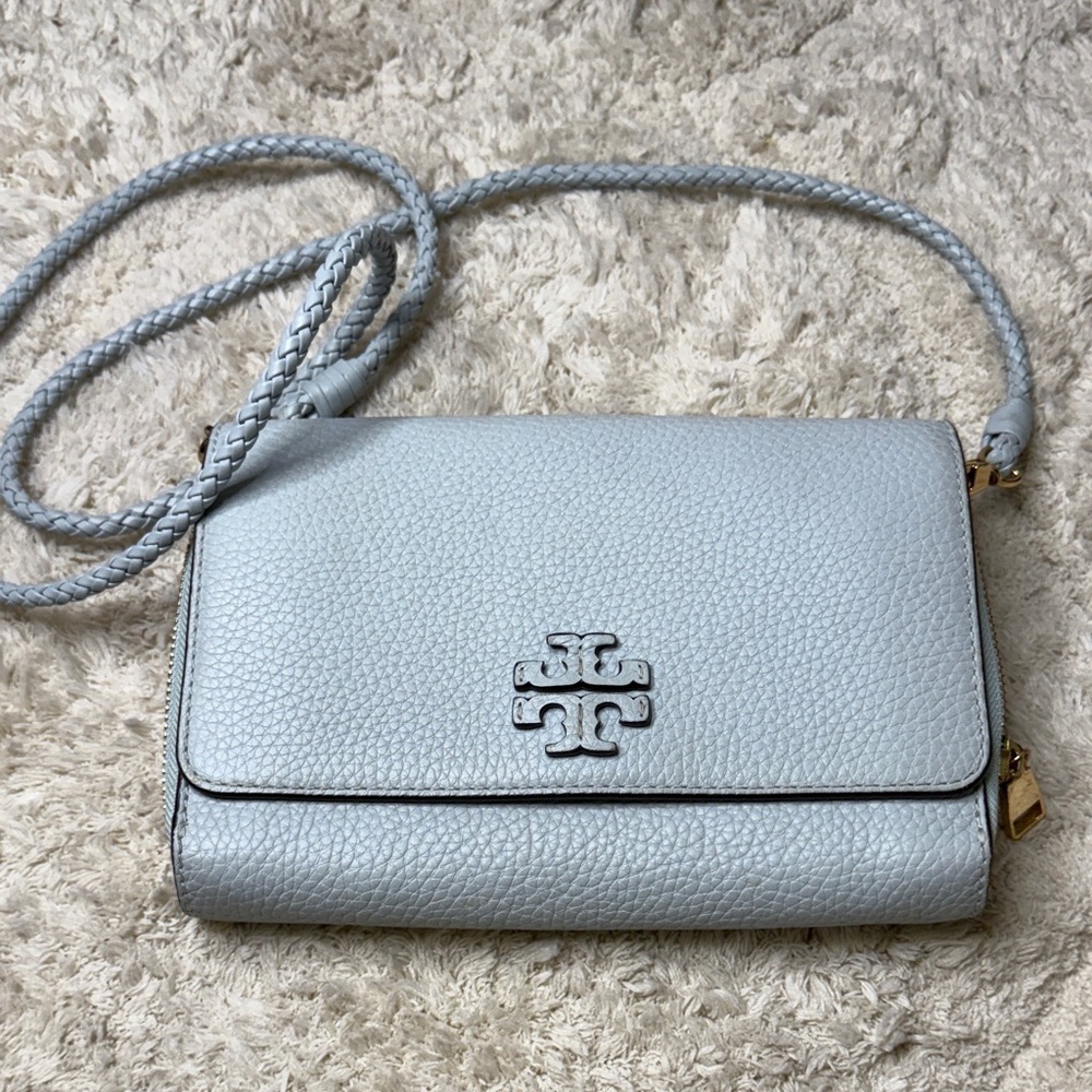Tory Burch Taylor Flat Wallet Seltzer Blue